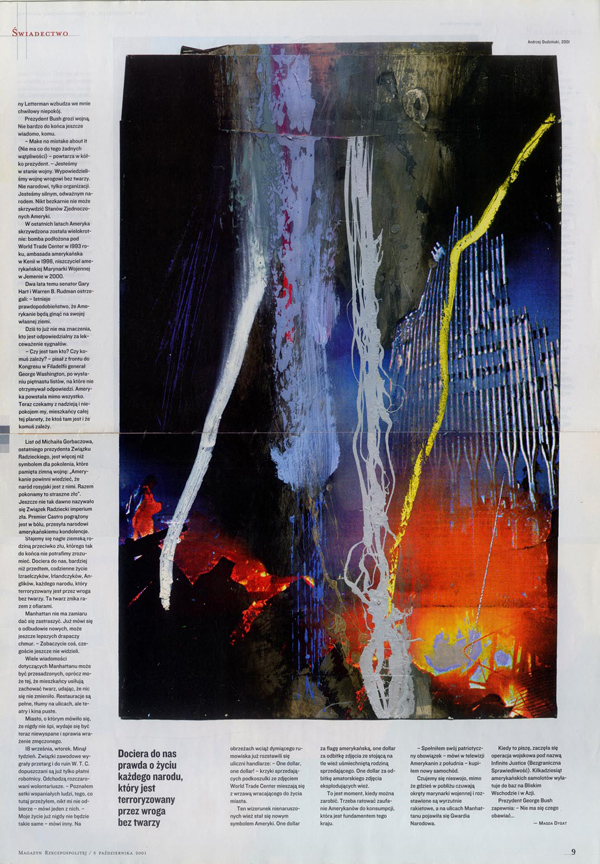 New York 911&nbsp;&nbsp;&nbsp;&nbsp;2001&nbsp;&nbsp;&nbsp;&nbsp;(Rzeczpospolita Sunday Magazine, Poland)