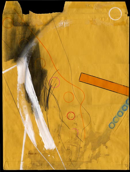 Koperta VI&nbsp;&nbsp;&nbsp;&nbsp;2001&nbsp;&nbsp;&nbsp;&nbsp;biel gruntowa, bibuła i kredka olejowa na kopercie manila&nbsp;&nbsp;&nbsp;&nbsp;71,5 x 49,5cm