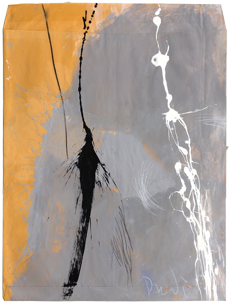Koperta X&nbsp;&nbsp;&nbsp;&nbsp;2001&nbsp;&nbsp;&nbsp;&nbsp;biel gruntowa, akryl i kredka olejowa na kopercie manila&nbsp;&nbsp;&nbsp;&nbsp;71,5 x 49,5cm