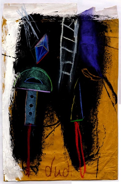 Koperta XXXVIII&nbsp;&nbsp;&nbsp;&nbsp;2007&nbsp;&nbsp;&nbsp;&nbsp;biel gruntowa, akryl i kredka olejowa na kopercie manila&nbsp;&nbsp;&nbsp;&nbsp;56 x 41cm