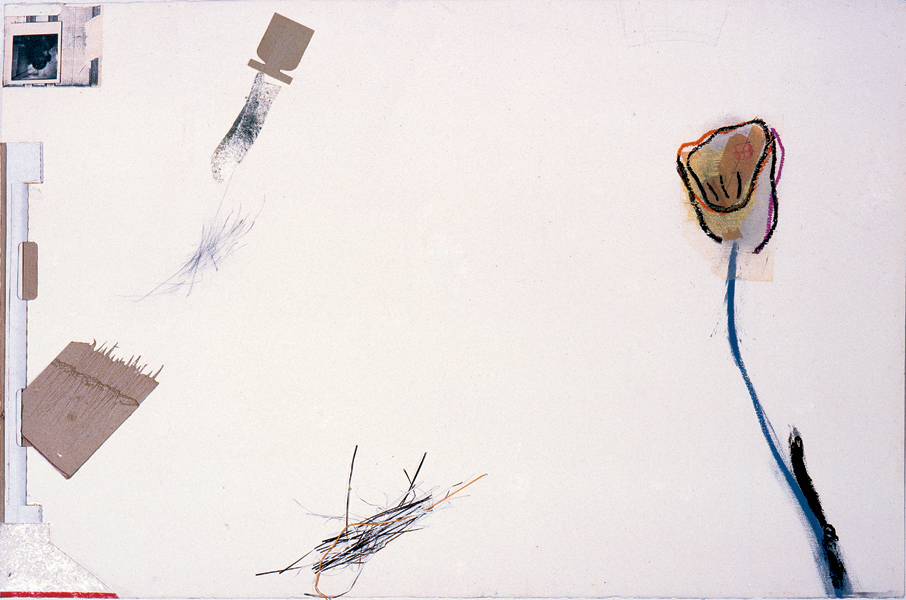 Ślady czegoś&nbsp;&nbsp;&nbsp;&nbsp;1966 - 2002&nbsp;&nbsp;&nbsp;&nbsp;kredka olejowa i collage&nbsp;&nbsp;&nbsp;&nbsp;107 x 145cm