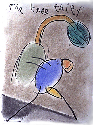 Złodziej drzew&nbsp;&nbsp;&nbsp;&nbsp;1989&nbsp;&nbsp;&nbsp;&nbsp;kredka olejowa&nbsp;&nbsp;&nbsp;&nbsp;30,5 x 24cm