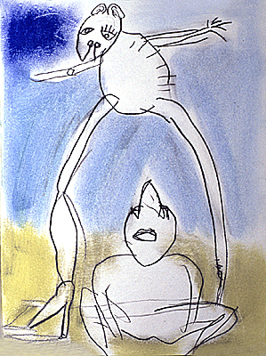 Spoglądając ku górze&nbsp;&nbsp;&nbsp;&nbsp;1990&nbsp;&nbsp;&nbsp;&nbsp;kredka olejowa&nbsp;&nbsp;&nbsp;&nbsp;30,5 x 24cm