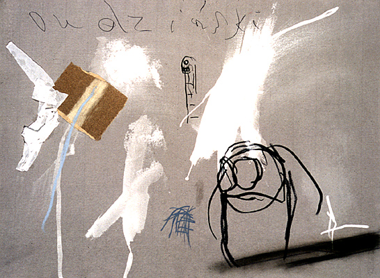Ścieranie się pogladów&nbsp;&nbsp;&nbsp;&nbsp;1992&nbsp;&nbsp;&nbsp;&nbsp;kredka olejowa&nbsp;&nbsp;&nbsp;&nbsp;75 x105cm