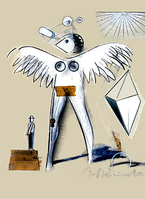 Zakłócone proporcje&nbsp;&nbsp;&nbsp;&nbsp;1985 &nbsp;&nbsp;&nbsp;&nbsp;kredka olejowa i taśma na klace&nbsp;&nbsp;&nbsp;&nbsp;40 x 34cm