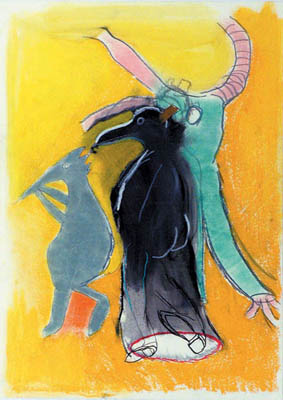 3 Amigos&nbsp;&nbsp;&nbsp;&nbsp;1999&nbsp;&nbsp;&nbsp;&nbsp;kredka olejowa i pastel&nbsp;&nbsp;&nbsp;&nbsp;65 x 50cm