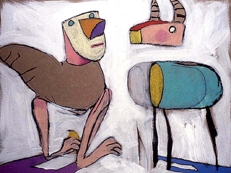 Po ptakach XXI&nbsp;&nbsp;&nbsp;&nbsp;1993&nbsp;&nbsp;&nbsp;&nbsp;kredka olejowa&nbsp;&nbsp;&nbsp;&nbsp;50 x 70cm