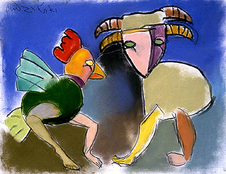 Po ptakach VI&nbsp;&nbsp;&nbsp;&nbsp;1991&nbsp;&nbsp;&nbsp;&nbsp;akryl i kredka olejowa na tekturze&nbsp;&nbsp;&nbsp;&nbsp;50 x 65cm