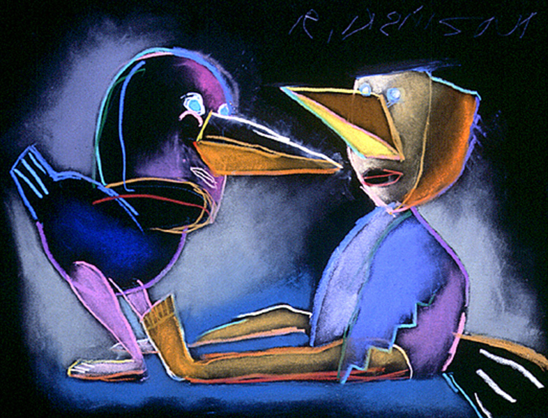 Po ptakach XXIV&nbsp;&nbsp;&nbsp;&nbsp;1993&nbsp;&nbsp;&nbsp;&nbsp;kredka olejowa&nbsp;&nbsp;&nbsp;&nbsp;50 x 70cm