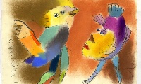 Po ptakach XL&nbsp;&nbsp;&nbsp;&nbsp;pastel i kredka olejowa&nbsp;&nbsp;&nbsp;&nbsp;50 x 70cm